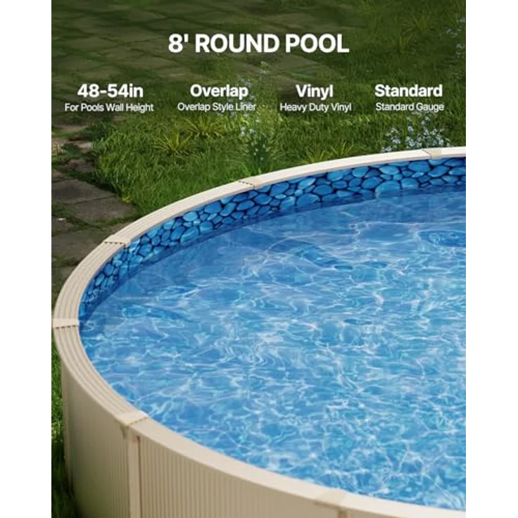 VEVOR runde Schwimmbadauskleidung, φ244x147 cm, verschleißfeste Vinylauskleidung für oberirdische Schwimmbecken mit 137 cm Wandhöhe – Bild 2