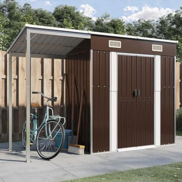 vidaXL Gartenhaus mit Schleppdach Braun 277x110,5x181 cm Stahl – Bild 2