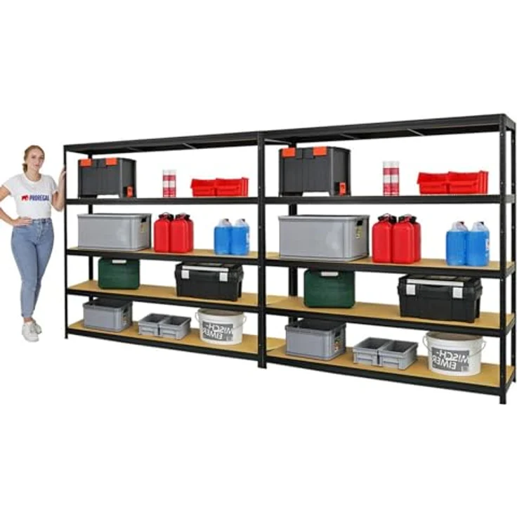 Proregal Schwerlastregal Mega Deal Giant Elephant, 180 x 180 x 45 cm, 5 Böden, Traglast 200 kg pro Boden, Schwarz – Bild 3
