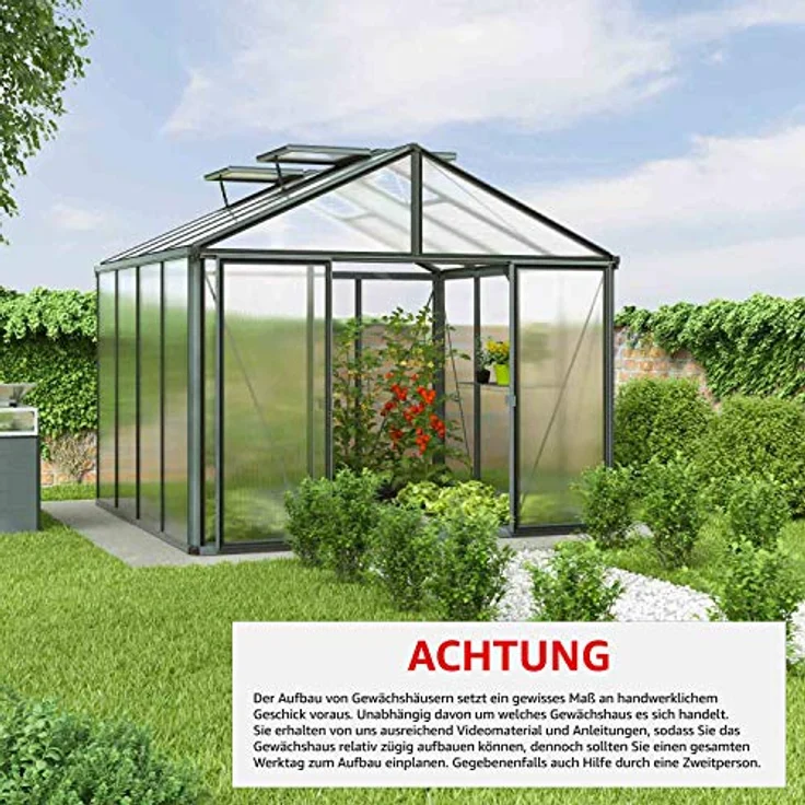 GFP Gewächshaus Asteria 22 Light 311x311 cm mit integriertem Fundament 12 mm Doppelstegplatten, Farbe Anthrazit - Made in Austria – Bild 2