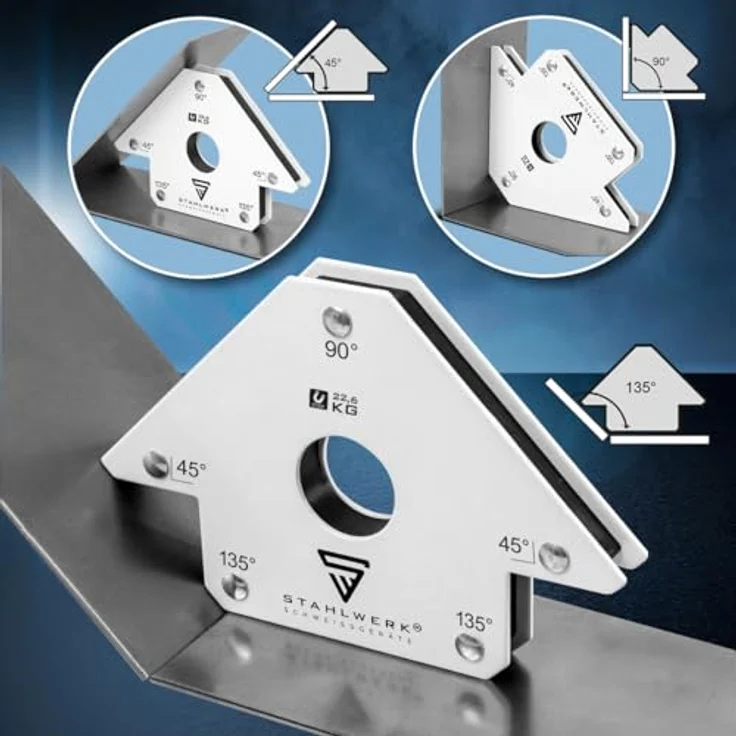 STAHLWERK Magnet-Schweißwinkel 6er Set, 45°/90°/135°, 22,6 kg Haftkraft, kompakt und präzise – Bild 5