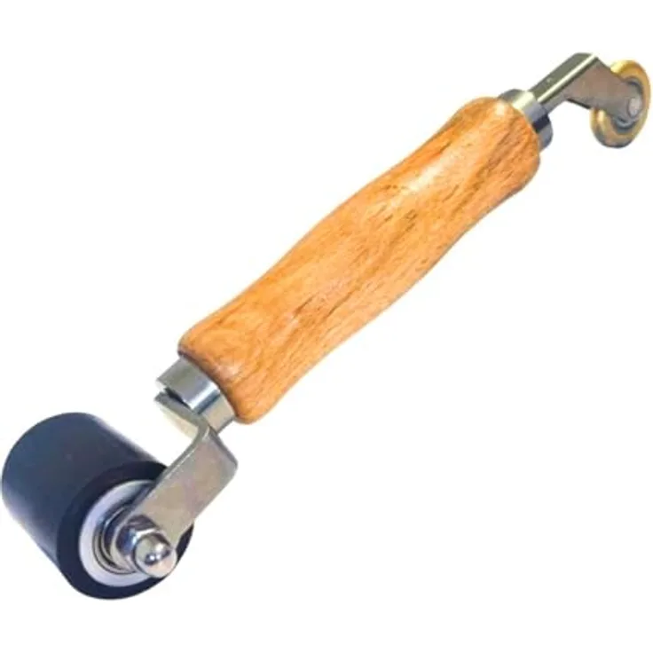 HSS Premium Kombi Roller Silikon Andrückrolle & Metall Eckenroller, ergonomischer Holzgriff für präzise Abdichtungen und vielseitigen Einsatz