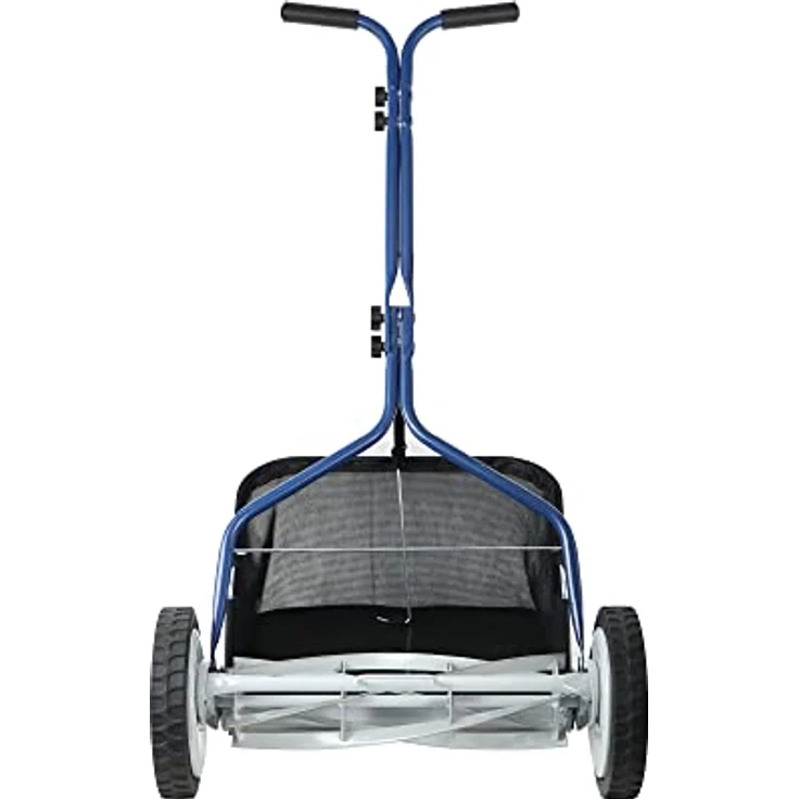 Amazon Basics Spindelmäher mit Grasfangkorb, 18-Zoll (45,7 cm), 5-Klingen, blau – Bild 2