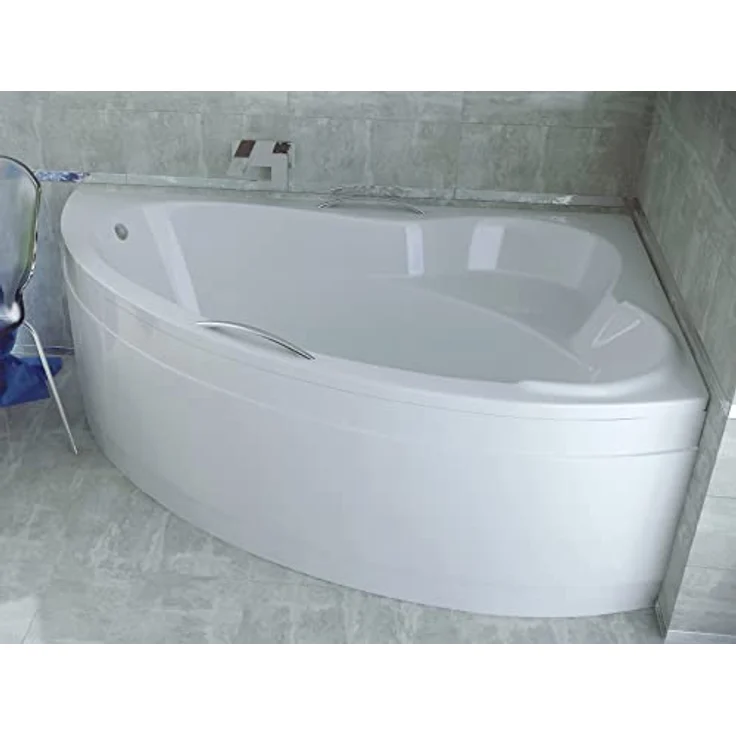 Besco BADLAND Eckbadewanne ADA, 140x90 cm, Weiß Acryl, Komplettset mit Chrom Automatik Ablaufgarnitur, Made in EU – Bild 2