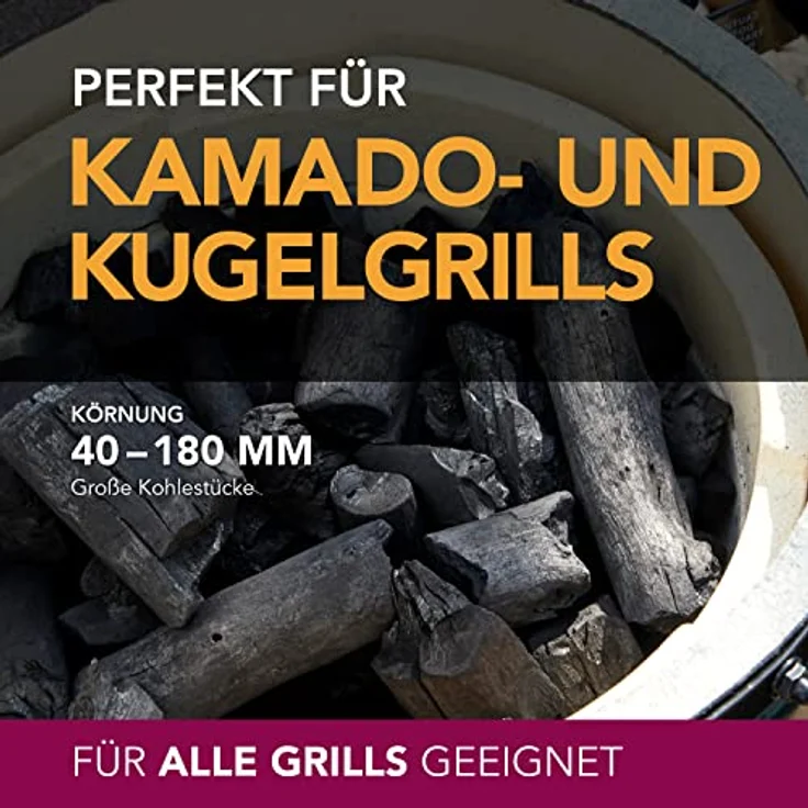 McBrikett MARABU Holzkohle für Kamado-Grills, 15kg, Brenndauer +3 Stunden, Top Aroma, Rauchfrei, Größe 40-200mm – Bild 4