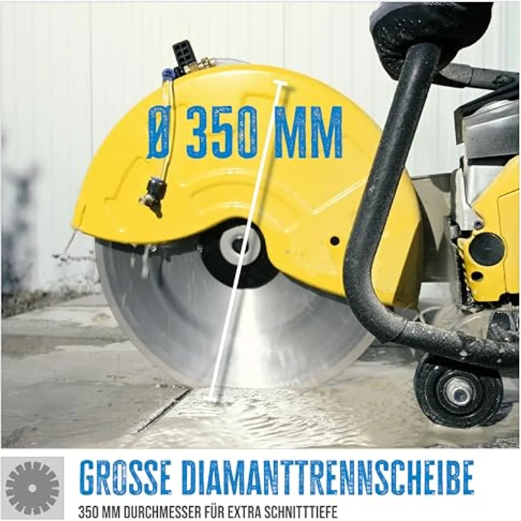 Güde Betontrennschneider GBTS 350.1, 2-Takt-Motor, 3,9 PS, 65 cm³ Hubraum, 125 mm Schnitttiefe, 350 mm Trennscheiben-Ø, Nass und Trockenschnitt, inkl. Diamantscheibe & 3 Ersatzluftfilter – Bild 5