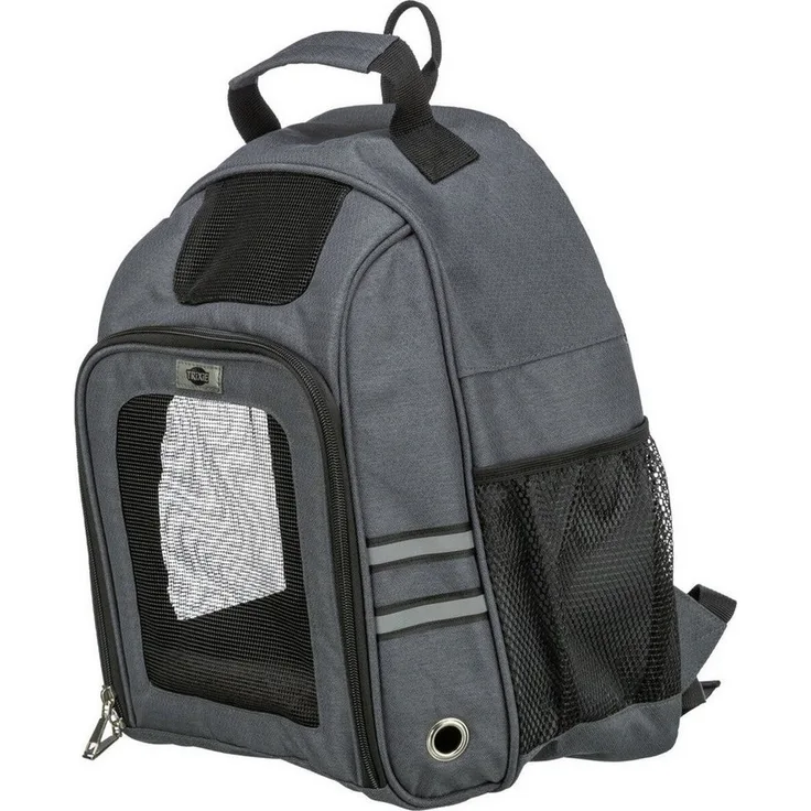 TRIXIE Hunde-Rucksack Dan grau, transportabel mit Taillengurt, integrierter Kurzleine und reflektierenden Elementen, bis 6 kg belastbar