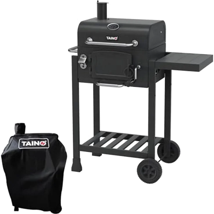 TAINO HERO Set Smoker klein BBQ Grillwagen Holzkohle-Grill Gasgrill Kombi-Grill Grillwagen Abdeckhaube – Bild 1