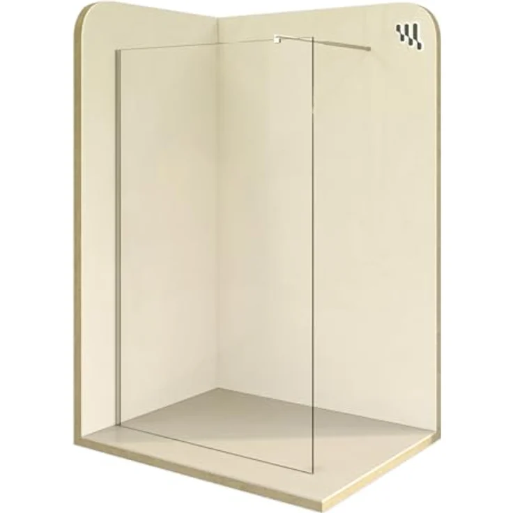 i-flair Duschabtrennung Walk In FIONA 140x200 cm, 10mm ESG Sicherheitsglas, Klarglas, Edelstahl Wandprofil, verstellbar, barrierefrei – Bild 1