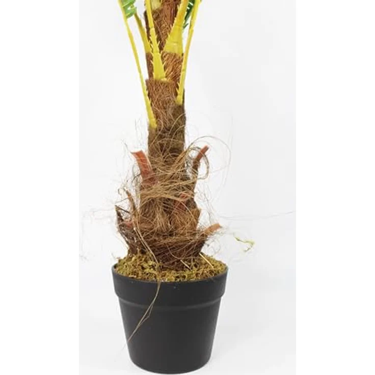 Arnusa Künstliche Palme 100 cm mit 18 Palmenwedel wie echt Kunstpalme Kunstpflanze im Topf mit Palmenfaser – Bild 2