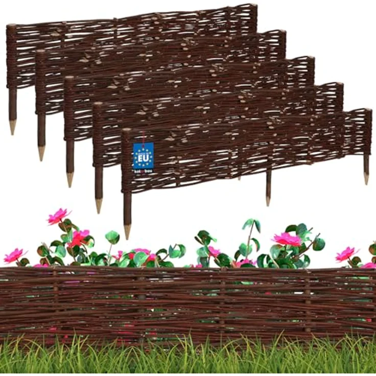KOTARBAU® Beetbegrenzung Weidengeflecht 5er Set, Garten Beeteinfassung für Blumen und Gemüse, 100 x 20 cm, ökologisch und stabil – Bild 1
