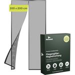 Nematek - Fliegengitter Balkontür 100x200 cm - hochwertige Mückenschutz Tür für Balkontür, Terrassentür oder Haustür - schwarzes Fliegengitter für Balkontür ohne Bohren mit starken Magneten