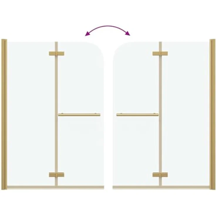 vidaXL Duschabtrennung Transparent und Gold, 95 x 140 cm, faltbar, aus Sicherheitsglas und Aluminium, breitenverstellbar, drehbar – Bild 7