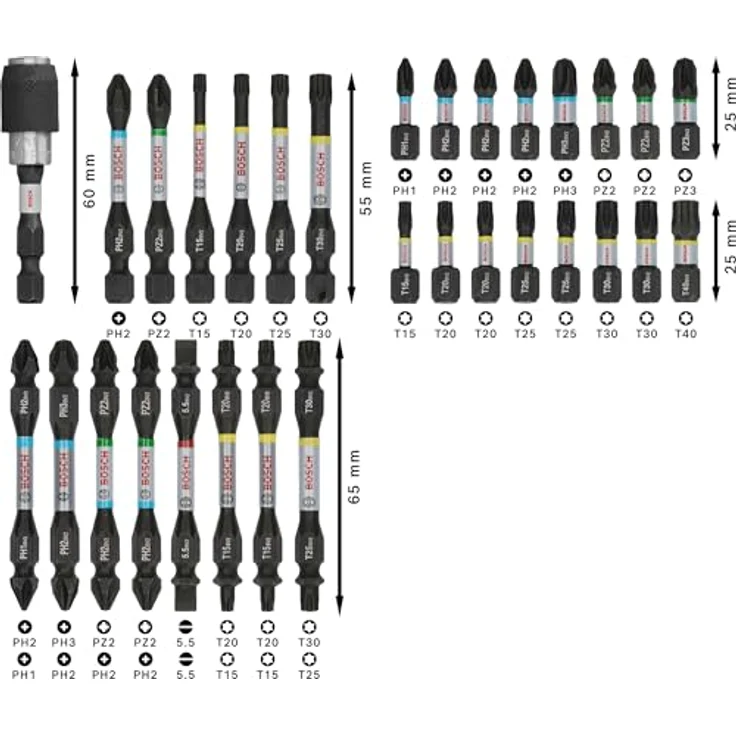 Bosch 31x PRO Impact Set, 31-tlg. (200 x 107 mm, Professional Zubehör Schraubendreher, Schraubendreher) – Bild 3