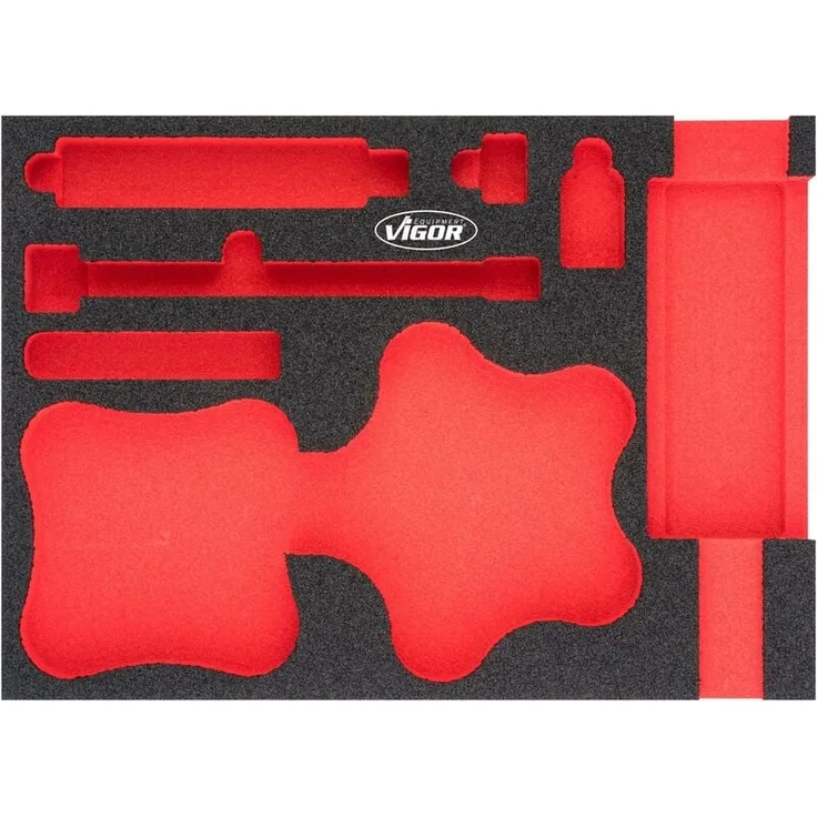 Vigor Weichschaumeinlage V4904-L, leere 2K Schaumstoffeinlage, Maße 393 mm x 282 mm x 35 mm, öl- und fettresistent