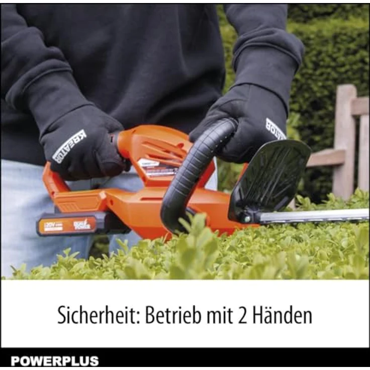 POWER plus Dual Power Akku-Heckenschere POWDPG7531-20 V, 580 mm Klinge, 18 mm Abstand, komfortabler Griff, ideal für kleine Hecken, umweltfreundlich, ohne Batterie und Ladegerät – Bild 3