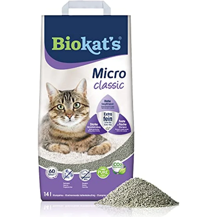 Biokat's Micro classic Katzenstreu ohne Duft - Klumpstreu aus Bentonit mit extra feiner Körnung für hohe Ergiebigkeit - 1 Sack (1 x 14 L) – Bild 1