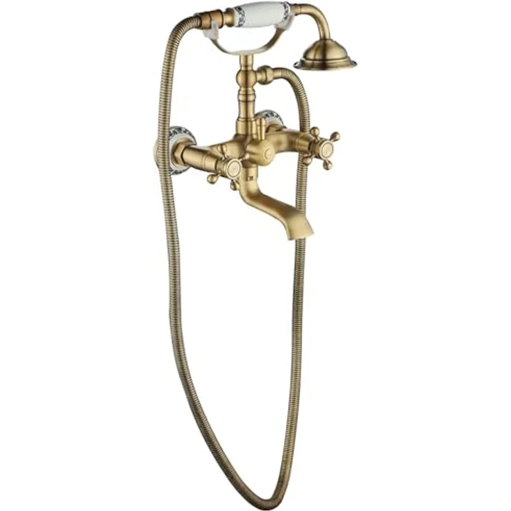 Rea Badewannenarmatur Rustico Gold, Komplettset mit Handbrause, modern - 15X21X24,5CM – Bild 3