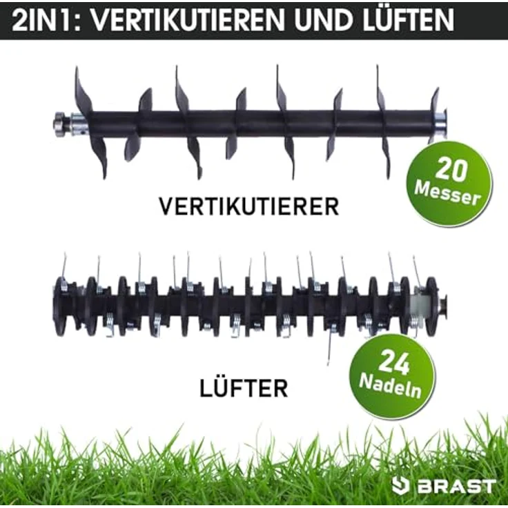 BRAST Vertikutierer Elektro Rasenlüfter 1800 Watt 40cm Arbeitsbreite Kombi Gerät Moosentferner – Bild 6