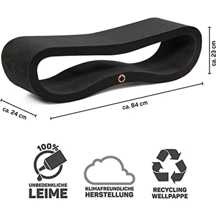 CanadianCat Company | Orbit 2.0 Kratzbrett - Black Edition | Kratzpappe Katzen Lounge in schwarz | ca. 84 x 24 x 23 cm – Bild 3