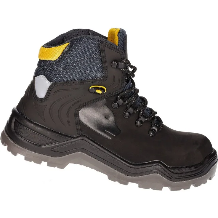 PRO FIT by Fitzner 141 ESD Sicherheitsschuhe S3 "Arctos B mid", metallfrei, atmungsaktiv, Kunststoffkappe, schwarz/gelb