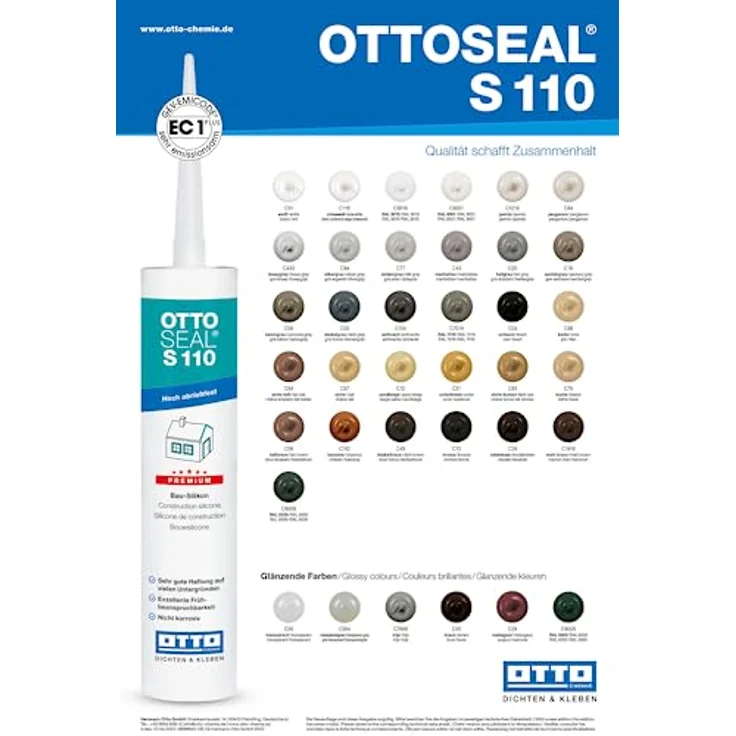 OTTOSEAL Premium-Bau-Silikon 310 ml Kartusche C742 kastanie - Hoch abriebfest, exzellente Haftung, nicht korrosiv – Bild 2