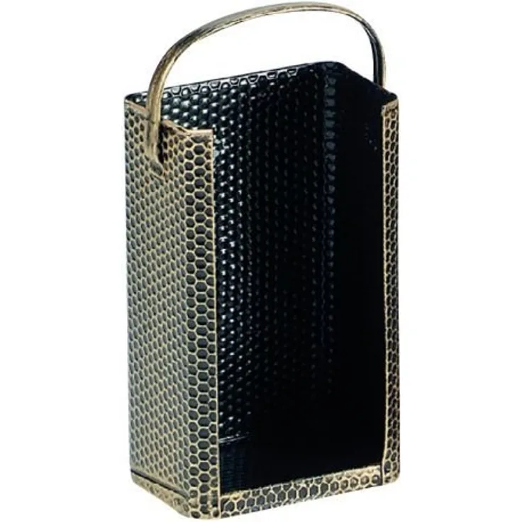 FIREFIX 2085 Briketttrage mit Bügel, Stahl gehämmert messingfarbig, 200 x 140 x 420 mm (BxTxH), Silber