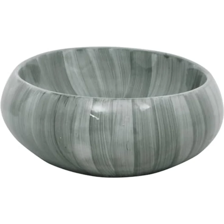 vidaXL Aufsatzwaschbecken, Oval Waschbecken mit Muster, Handgefertigt Waschtisch Waschschale für Badezimmer, Handwaschbecken Spülbecken, Grün 59x40x15 cm Keramik – Bild 5