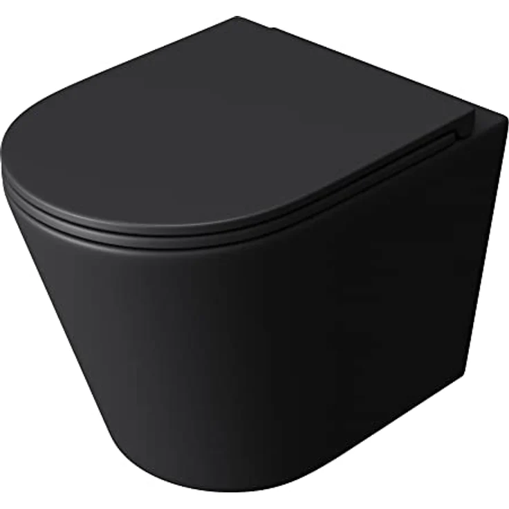 doporro Hänge-Toilette A108 schwarz matt inkl. Soft-Close spülrandloses-Toilette Hänge-WC aus Keramik – Bild 1