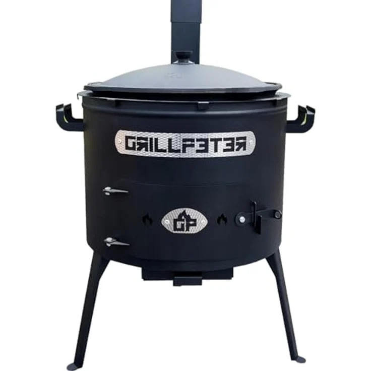 Grillpeter Utschak Asamat mit Kazan aus Gusseisen 16L, Holzkohlegrill, schwarz – Bild 1