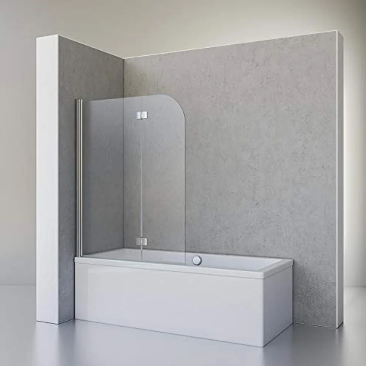 Schulte Badewannenfaltwand Breathe, 2-teilig, 113 x 142 cm, 5 mm Sicherheitsglas klar hell, Chromoptik, einfache Montage – Bild 3