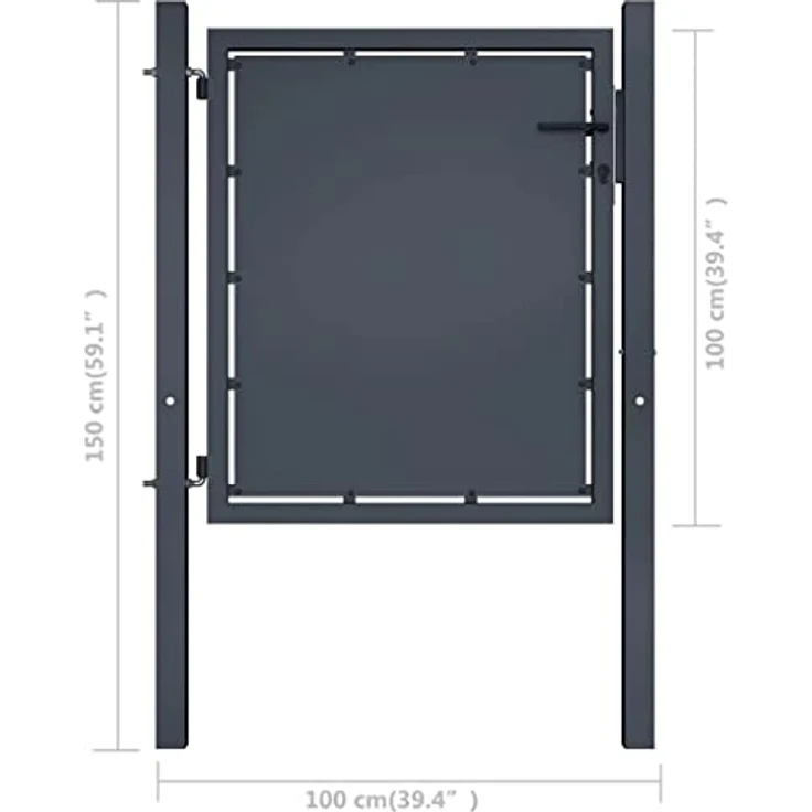 vidaXL Gartentor Stahl 100 x 150 cm anthrazit – Bild 8