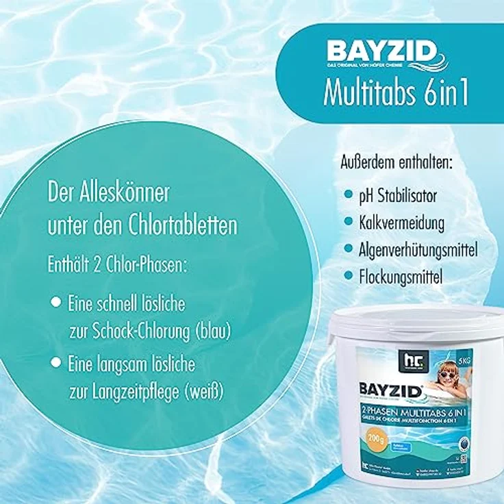 1 x 5 kg BAYZID 2-Phasen-Multitabs 200g 6in1 – Bild 2