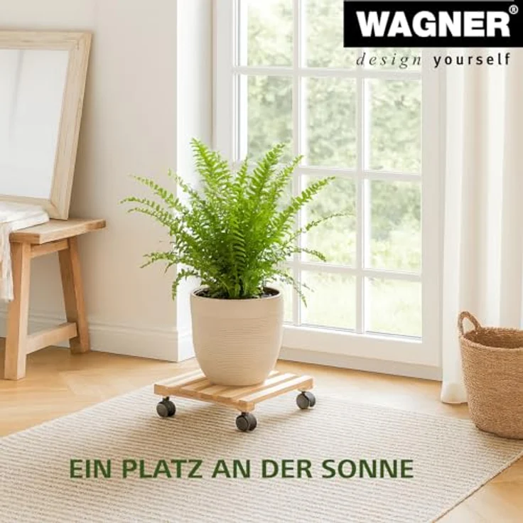 WAGNER Pflanzenroller PALETTI 35 x 35 cm I Pflanzenroller für Innenbereich, Kiefer Natur I Blumenroller aus FSC-zertifiziertem Massivholz I Kübelroller aus Holz I Tragkraft 100 kg ? 20003401 – Bild 4