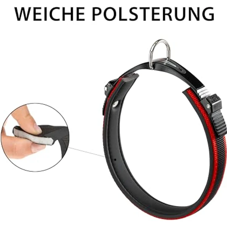 Ferplast Ergocomfort C25/55, Hundehalsband mit Polsterung und Sicherheitsschließsystem, rot – Bild 5