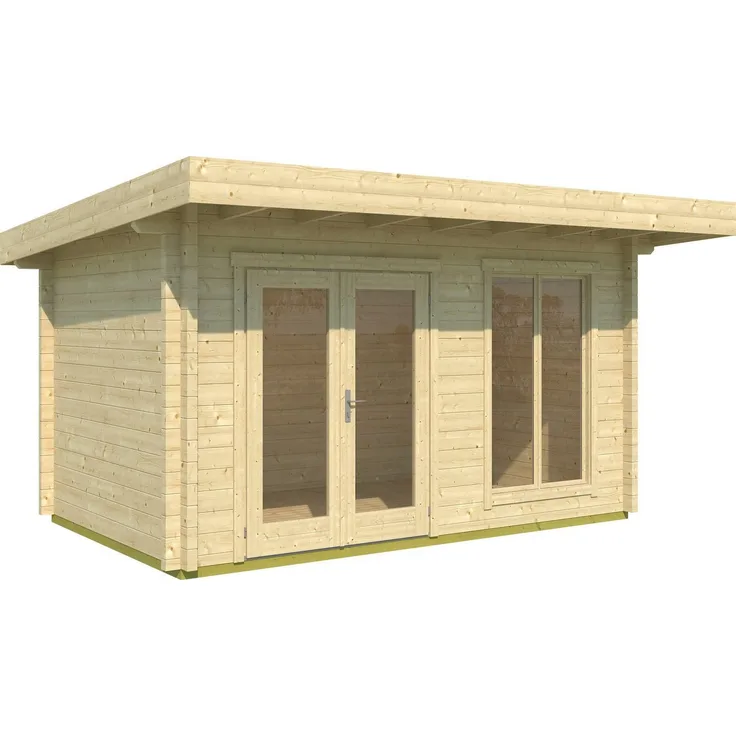 LASITA MAJA Gartenhaus DORSET, 460x360 cm, Flachdachhaus mit 70 mm Wandstärke, doppeltverglasten Türen und Fenstern, inkl. Fussbodenbretter - modern und geräumig