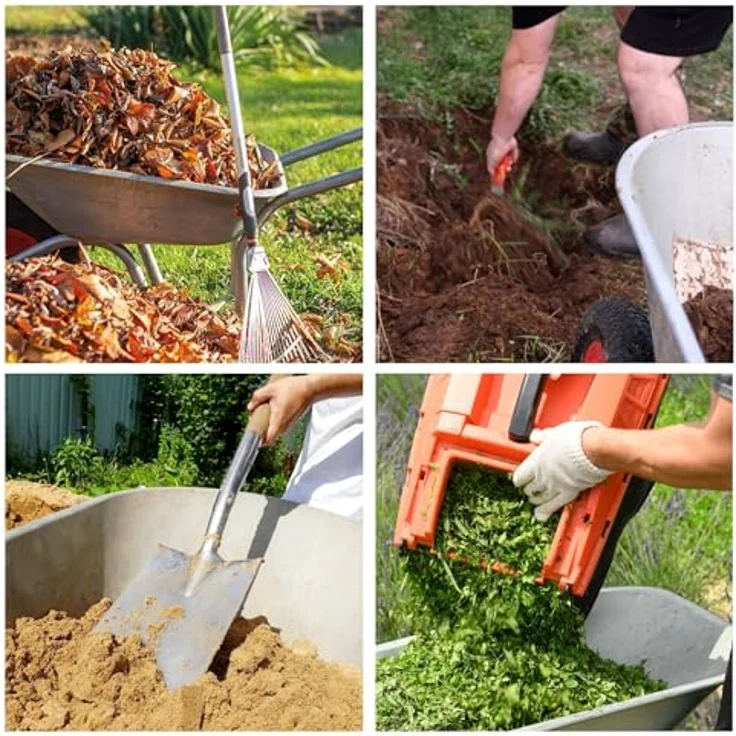 Toolland Schubkarre 85 Liter, Gartenkarre mit pneumatischem Rad, rutschfesten Griffen, graues Design, 12 kg, einfache Montage – Bild 3