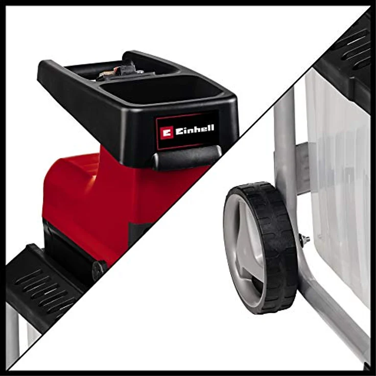 Einhell ElektroLeisehäcksler GCRS 60 CB 2800 W max 45 mm Aststärke Schneidwalze große Trichteröffnung Drehrichtungsumschalter transparente 60 L Fangbox integrierter Sicherheitsschalter – Bild 7
