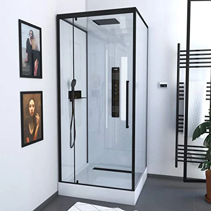 Marwell Komplettdusche White Square, 90x90 cm, Einscheibensicherheitsglas, inkl. Armaturen und Massagedüsen – Bild 1