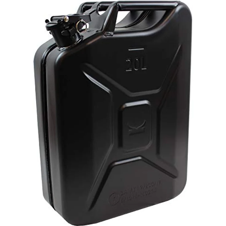 TRUTZHOLM Kraftstoffkanister 20l, metall mit flexibler Einfüllhilfe und Ausgießer, mattschwarz, für Benzin und Diesel – Bild 2