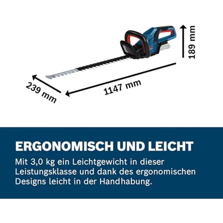Bosch Professional Akku-Heckenschere GHE 18V-60, bürstenloser Motor, 20 mm Schnittleistung, ergonomisches Design – Bild 6