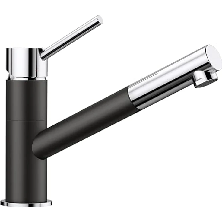 Blanco KANO-S Hochdruck Küchenarmatur, silgranitschwarz/chrom, mit herausziehbarem Auslauf und 120° schwenkbarem Aktionsradius – Bild 1