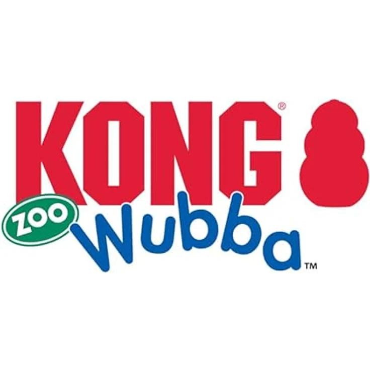 KONG Wubba Zoo Mandrill für mittelgroße Hunde, Tierspielzeug mit verstärktem Gewebe und quietschendem Schwanz – Bild 4