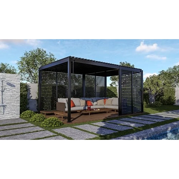 Mirador Feste Lamellenwand für Pergola 80/88S, 0.93m, 1-tlg, anthrazit, korrosionsbeständig, einfache Montage – Bild 7