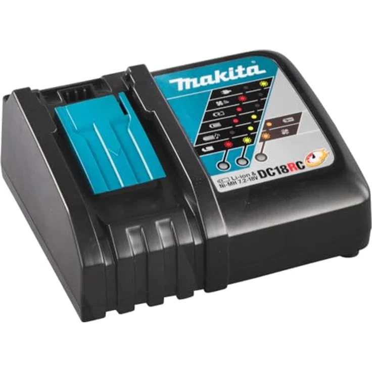 Makita DC18RC Ladegerät für Li-Ion Akkus, Schnellladegerät für 7.2V - 18V mit intelligenter Ladetechnologie und Kühlgebläse – Bild 2
