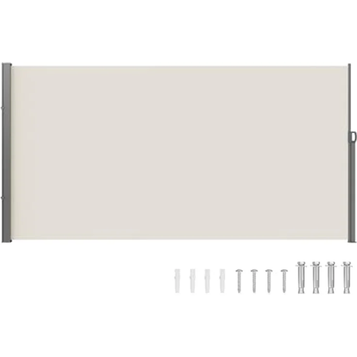 VEVOR Seitenmarkise 180 x 350 cm Beige aus Polyestergewebe mit PU-Beschichtung und einziehbarem Griff – Bild 1