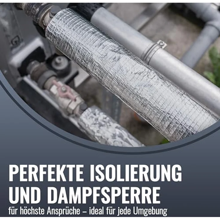 POPPSTAR Aluminium-Klebeband netzverstärkt für Rohrisolierung & Dämmung, hitzebeständig 48mm x 50m, strahlungs- und hitzereflektiv, Dampfsperre, für Innen- und Außenbereich – Bild 5