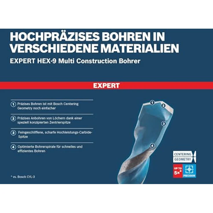 Bosch Expert HEX-9 Multi Construction Bohrer, 12 x 350 x 400 mm, präzise Bohrungen in Beton, Ziegel, Holz und Metall – Bild 6