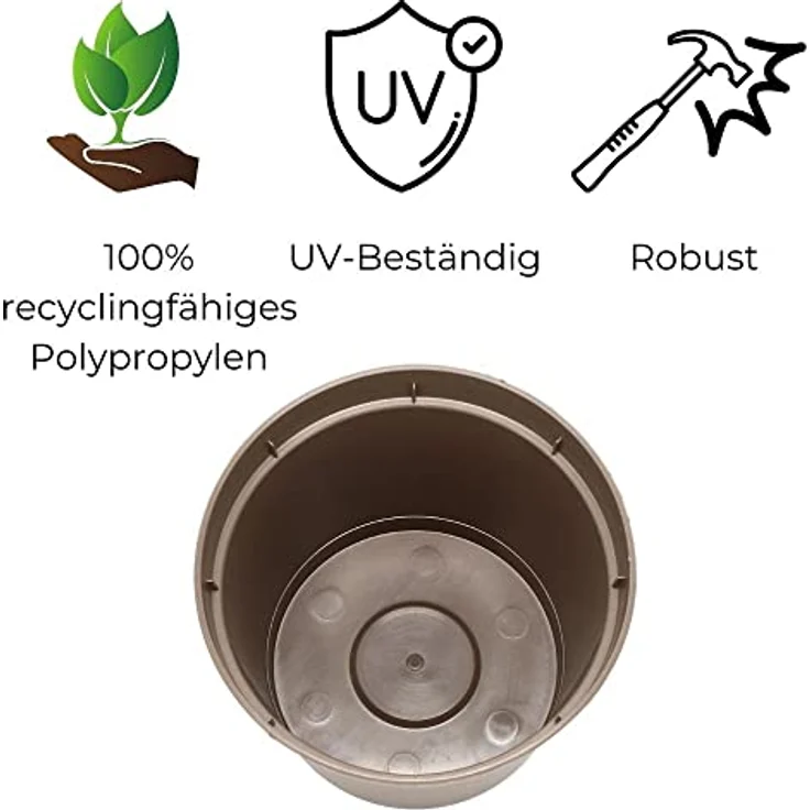 GarPet 5 x Hängetopf Blumentopf Pflanztopf Set mit Halterung Metall Wandhalterung Haken Aufhängung innen außen Pflanzenhänger Kunststoff – Bild 5