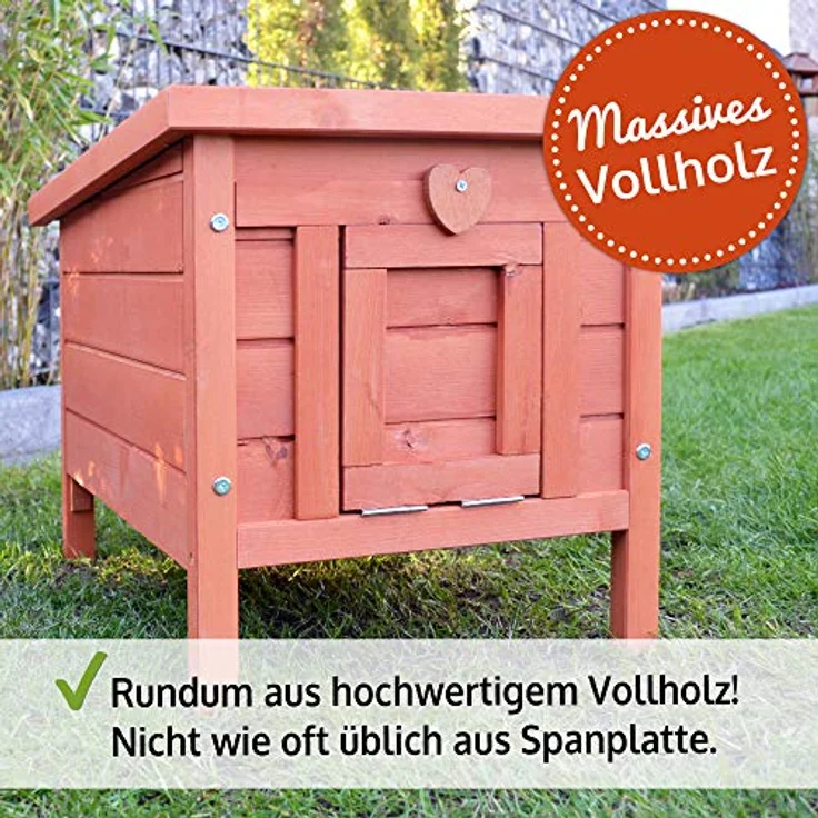 zooprinz großes Kleintierhaus mit klappbarem Dach – Wetterfestes Nagerhaus aus Vollholz, natürliche Farbe gestrichen, ideal für drinnen und draußen – Optimaler Rückzugsort für Kaninchen und Meerschweinchen – Bild 5